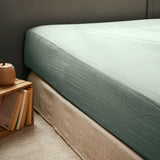 Drap housse GAÏA — Vert eucalyptus (160x200cm)