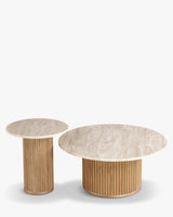 Set de 2 tables gigognes Oviedo - travertin et chêne