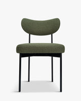 Chaise JASPER — Vert kaki bouclé & métal noir