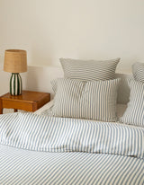 Parure de lit Gaze de coton double épaisseur — Rayé bleu