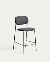 Tabouret empilable Meli en chenille grise et pieds en métal gris 65 cm