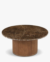 Table basse Oviedo - marbre et chêne noyer