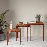 Tables basses Cube Triple Set — Walnut stain & Copper