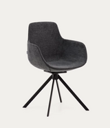 Chaise de bureau Tissinia — Chenille gris foncé et aluminium noir mat