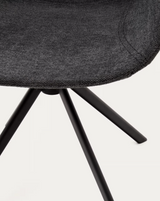 Chaise de bureau Tissinia — Chenille gris foncé et aluminium noir mat