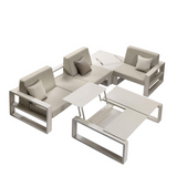 Fauteuil Club Kama - Accoudoir gauche — SG 31 Pierre de lune & Stamskin M16 Taupe