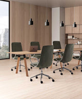 Fauteuil Kori dossier moyen 5 rayons à roulettes & accoudoirs — Aluminium noir & Medley 60004