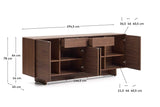 Buffet NORLEN — 4 portes et 2 tiroirs en placage de noyer 194,5 x 78 cm