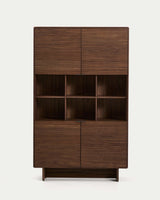 Buffet haut NORLEN — 4 portes en placage de noyer 100 x 163 cm