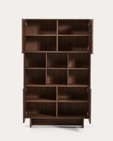 Buffet haut NORLEN — 4 portes en placage de noyer 100 x 163 cm