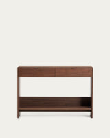 Console NORLEN — 2 tiroirs et 1 étagère en placage de noyer 120 x 81 cm