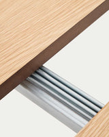 Table ronde extensible MONTUIRI — Chêne et acier gris