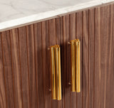 Meuble TV Malcolm — estremoz marble top, natural walnut structure, polished brass handles, plated brass feet