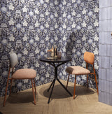 Chaise Miami — bouclê snow back, smooth easy clean shell seat, ivory lacquered metal feet, polished brass applications