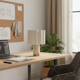 Lampe de table CAVILON — Lin beige & marbre (27.5cm)