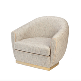 Fauteuil Grace — alston flamingo, paris champagne piping, polished brass base