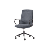 Fauteuil Kori dossier moyen 5 rayons à roulettes & accoudoirs — Aluminium noir & Medley 60004