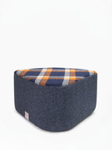 Pouf Aia — Harris Tweed Bleu & Orange