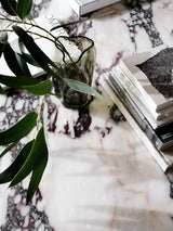 Table de diner Florence — White Viola Marble w. White Frame