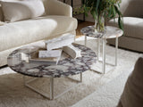 Table d'appoint Florence — White Viola Marble w. White Frame