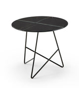Table d'appoint Ermione en verre-marbre 50cm — Noir