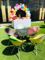 Fauteuil Gravêne 7.5 en métal — Bleu & Blanc