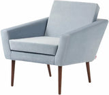 Fauteuil Supernova - Velvet Line — Walnut stain & Ice Blue