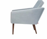 Fauteuil Supernova - Velvet Line — Walnut stain & Ice Blue