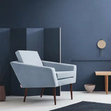 Fauteuil Supernova - Velvet Line — Walnut stain & Ice Blue