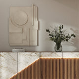 Buffet Oblique 165 - Pieds en fer dorée mirror — Chêne 79 & Céramique Cuarzo Reno Gloss