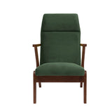 Fauteuil Apollo - Velvet Line Premium — Walnut stain & Khaki Green