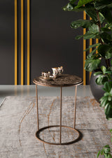 Table d'appoint Costance en marbre Emperador — Marron