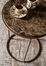 Table d'appoint Costance en marbre Emperador — Marron