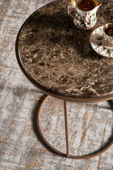 Table d'appoint Costance en marbre Emperador — Marron