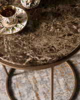 Table d'appoint Costance en marbre Emperador — Marron
