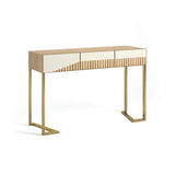 Console Oblique - Pieds en fer dorée mirror — Chêne 71 & Céramique Blanc Cassé