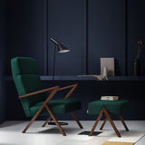 Pouf Retrostar - Velvet Line — Walnut stain & Hunter Green