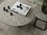 Table basse Florence — Gris du Marais Marble w. Black Frame