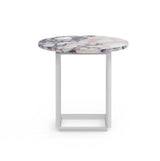 Table d'appoint Florence — White Viola Marble w. White Frame