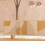 Buffet Olga — nude lacquered mdf structure, natural oak feet and handles