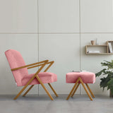 Fauteuil Retrostar - Velvet Line Premium — Oak stain & Rosa with piping