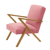 Fauteuil Retrostar - Velvet Line Premium — Oak stain & Rosa with piping