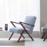 Fauteuil Retrostar - Velvet Line — Walnut stain & Ice Blue
