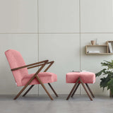 Fauteuil Retrostar - Velvet Line Premium — Walnut stain & Rosa with piping