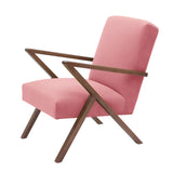 Fauteuil Retrostar - Velvet Line Premium — Walnut stain & Rosa with piping