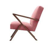 Fauteuil Retrostar - Velvet Line Premium — Walnut stain & Rosa with piping