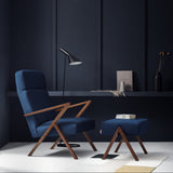 Pouf Retrostar - Velvet Line — Walnut stain & Navy Blue