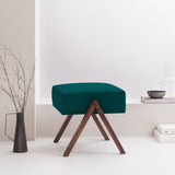 Pouf Retrostar - Velvet Line — Walnut stain & Hunter Green