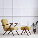 Pouf Retrostar - Wool Line — Walnut stain & Mustard