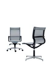 Chaise de bureau Moma dossier bas et accoudoirs — Blanc